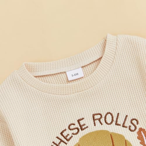 Newborn Baby Boy Girl Thanksgiving Outfit Homemade Rolls Waffle Sweatshirt Romper Long Sleeve Jumpsuit Clothes3