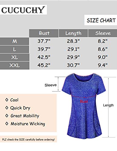 Cucuchy Cute Workout Tops For Women, Ladies Running Shirts Stylish Crew Neck Short Sleeve Summer Top Cool Relaxed Breathable Yoga Shirt Light Soft Comfortable Bike Jersey Train Clothes Royal Blue Xl #TOP2