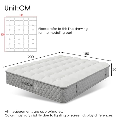 Orthopädische Kaltschaummatratze 180x200 cm Mit 7-Zonen-Taschenfederkern, Härtegrad Mittelfest H3, Oeko-TEX® Zertifiziert, 20 cm Höhe, Inkl. 4 Griffen & Vakuumverpackung – Bild 4