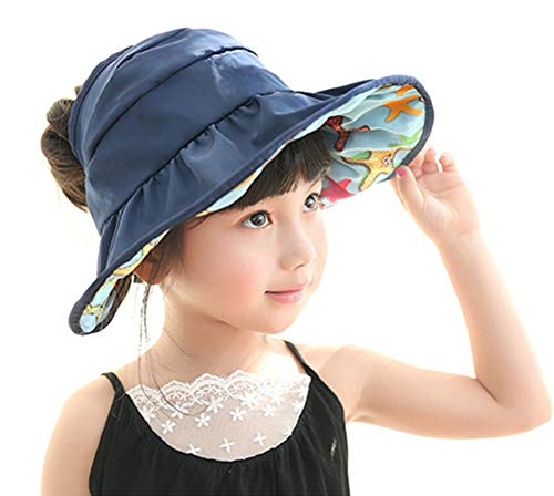 Kids Girls Wide Brim Visor Sun Hat Beach Sun Protection Foldable Cap