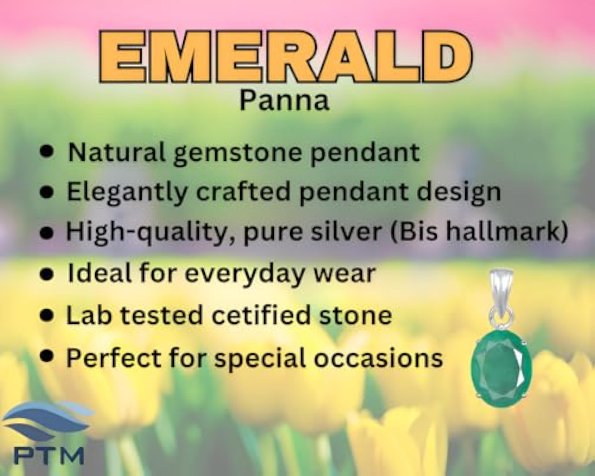Emerald 3.25 to 10.25 Ratti Certified Gemstone Pendant