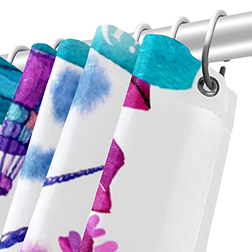 Rideau de douche imperméable 183x183cm fleurs licorne aquarelle - 6