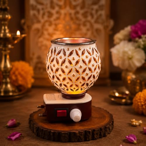 SuNZita Electric Kapoordani with Up to 15 Mantra Changing Box | Night Lamp Incense Burner, Aroma Kapoor Dani, Electric Kapoor Burner, Electric Dhoop Dani with Spiritual Mantra-Pack of 1