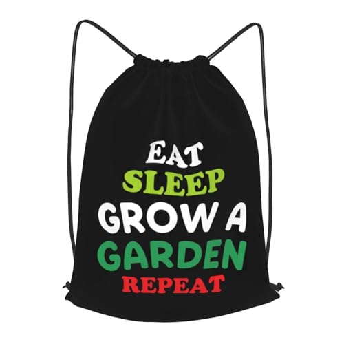 Eat Sleep Grow A Garden Repeat Bag Funny Drawstring Backpack Polyester Adjustable Laptop Backpacks Travel Bags 19.6X16.5 inch
