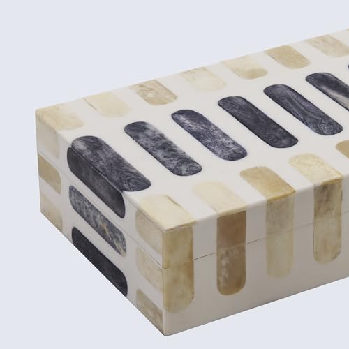 Image of Handicrafts Home Decorative Box - Handmade Jewelry Organizer Box with Lid - Keepsake Box for Home Decor, Jewelry, Accessories, Collectibles - Modern Wooden Storage Box - Caramel, 10X6X2.5 inch