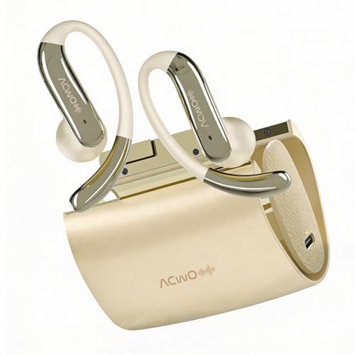 Image of ACwO DwOTS 575 Wireless Open-Ear Headphones, Fashion Purse-Inspired Case, 60H Playtime, IPX5 Water & Sweat Resistant, ENC Calling, Bluetooth Earbuds with 10mm Drivers (Pearl White)