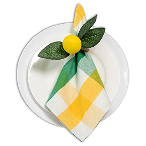 Buffalo Plaids Cloth Napkins Set Of 6 For Spring Decorations Lemon Yellow And Green Check, Cotton Polyester Blending For Home Kitchen Table Decoration Koffota (18×18 Inch, Yellow & Green) #TOP6