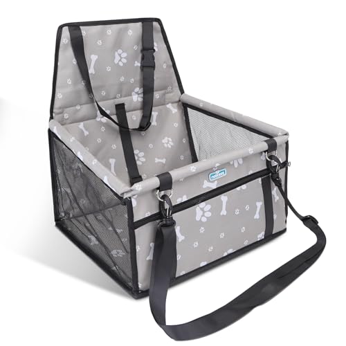Nobleza Seggiolino Auto per Cani di Taglia Piccola, Trasportino Auto Borsa per Cani, Coprisedile Impermeabile per Proteggere Sedile di Automobile per Animali Domestici, 40 * 34 * 25cm(Grigio)