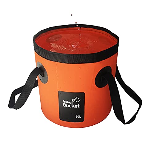 Cubo Plegable, Cubo de Pesca Plegable Multifuncional Portátil de 3 y 5 galones - Palangana Cubo Plegable - Contenedor de Agua para pesca-camping-jardinería (Naranja, 20L)
