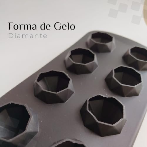 Forma de Gelo Silicone 8 Cubos Formato Diamante Multiuso Flexível Prática Reutilizável Durável Supor
