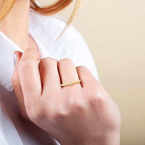 Bague Solitaire Or Jaune 375 Diamant Blanc Planetys : Bijou Femme Tendance