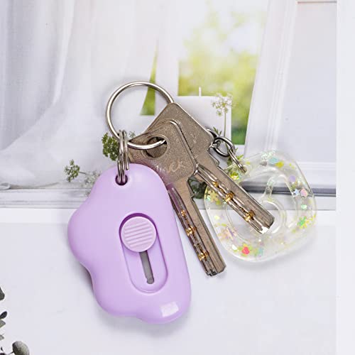 Bantoye 6 Pcs Mini Utility Knife Cloud Box Cutters Retractable Letter Opener Slide Open With Keychain Hole For Letter Box Envelope, Multicolor A #TOP5