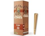 ZIG-ZAG Pre Rolled Cones King Size Unbleached (100-Pack) - Slow Burning Pre Rolled Cones with Tips & Packing Tubes Included - Bulk Pack