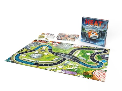 Image of Asmodee Heat: Heavy Rain Board Game Expansion - New Japan & Mexico Tracks, Intense Car Racing Strategy Game, Fun Family Game for Kids & Adults, Ages 10+, 1-7 Players, 60 Min Playtime