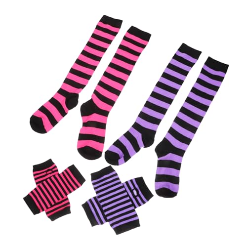 minkissy Cute Children's Striped Socks Arm Warmers Fashionable Gloves Long Mittens Warm Stylish