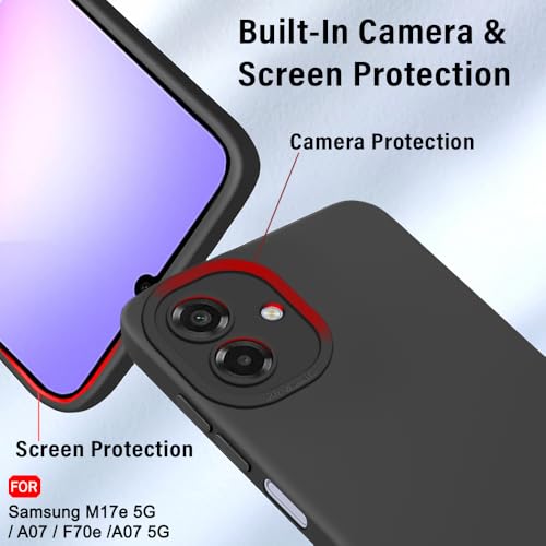 Image of TheGiftKart Liquid Silicon Back Cover Case for Samsung Galaxy M17e 5G / A07 / F70e / A07 5G | Stylish Camera Protection Module | Micro-Fibre Lining Inside | Shockproof Cover Case (Silicone, Black)