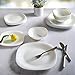Gibson Home Ultra Break and Chip Resistant Dinnerware Set, Square: Service for 6 (18pcs), Opal Glass