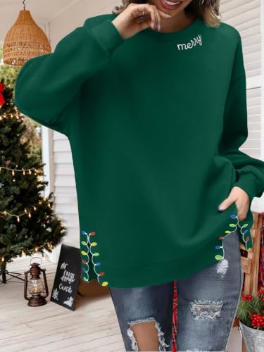 Christmas Sweatshirt For Women Embroidered Merry Christmas Long Sleeve Tops - image 5