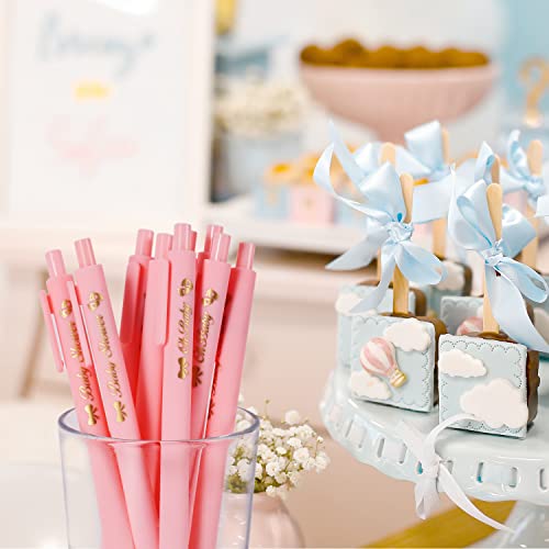 Stylos à bille de douche de bébé rétractables roses pour dragées et fêtes - 5