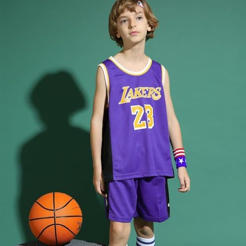 FUTERLY Maillot Basket Enfant 2 Pièces - Ensemble Tenue Basketball Garçon 10-12 Ans Noir XL/160