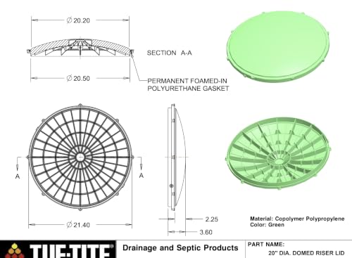 Image of Tuf-Tite Bundle Riser, Domed Lid & Adapter Ring for Septic Tank (12 inch high riser) 20 inch wide