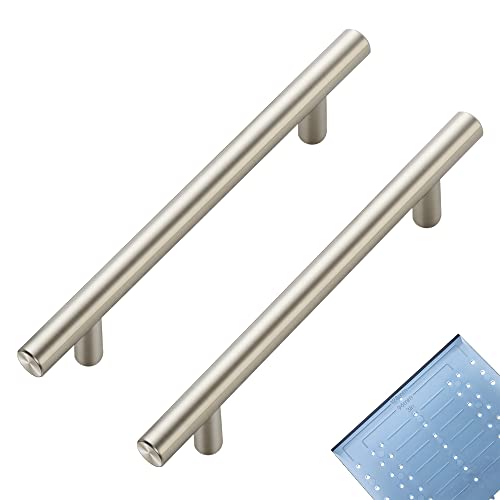 Image of Ravinte 30 Pack | 7.38'' Cabinet Pulls Brushed Nickel Stainless Steel Kitchen Drawer Pulls Cabinet Handles 7-3 /8 inchLength, 5 inch Hole Center with Mounting Template
