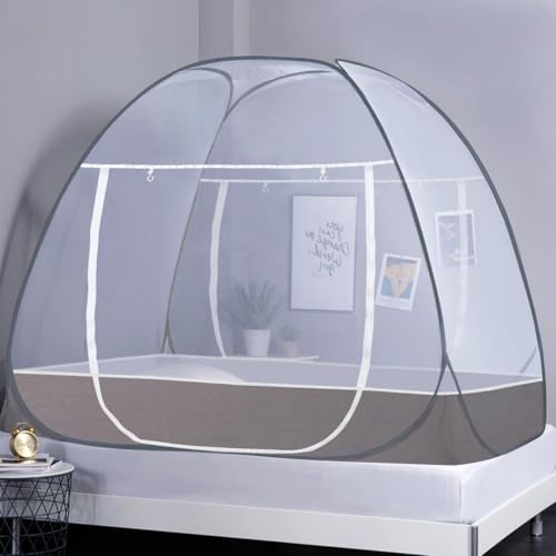 Omont Pop Up Mosquito Net Tent with Bottom, Folding Design for Bedroom and Outdoor Trip,Easy to Install and Wash for Twin to King Size Bed (79 x71x59 inch)