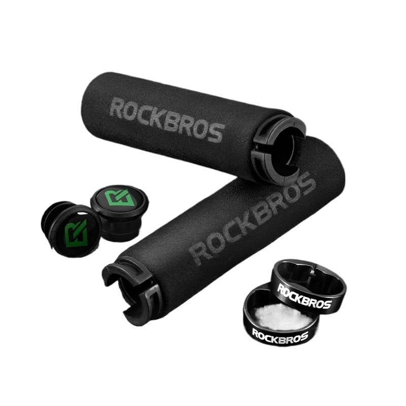 Poignee Velo Poignées de vélo en éponge de Silicone for VTT, antidérapantes, Souples, Absorbant Les Chocs, Guidon de Cyclisme ultraléger PoignéEs pour VéLo(BT1001BKBK)