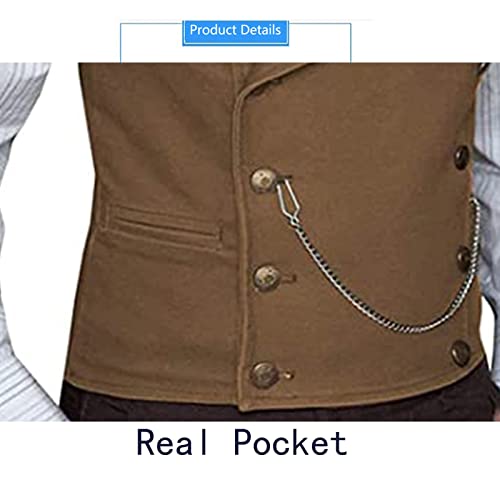 Suit Vest for Men Lapel Neck Waistcoat Casual Formal Double-Breasted Business Slim Fit Vest (Color : Purple, Size : 2XL)3