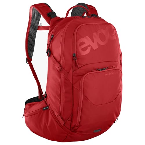 EVOC EXPLORER PRO 26, mochila (mochila para longitudes de espalda más cortas, compartimento para vejigas de hidratación de hasta 3 litros y protector de lluvia, mochila de senderismo), True Red