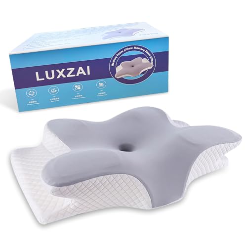 LUXZAI Cervical Memory Foam Bed Pillow for Neck and Shoulder Pain Relief – Ergonomic Neck Support Pillow with Washable Cooling Cover, Ideal for Spinal Alignment and Side, Back, Stomach Sleepers