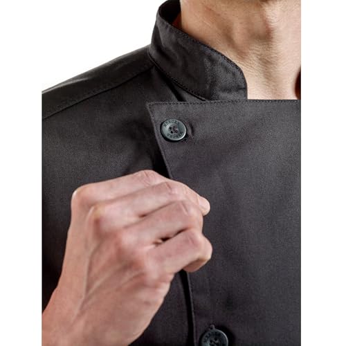 image for Mercer Culinary M61012BKM Genesis Men's Short Sleeve Chef Jacket with 