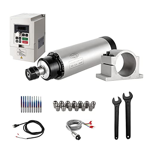 Zhong Hua Jiang CNC Spindle Motor Kits, 110V 2.2KW Air Cooled Spindle Motor+110V 2.2KW VFD+Î¦80mm Clamp Mount + ER20 Collet kit+ Drill bits+ wire+ wrenches for CNC Router machine