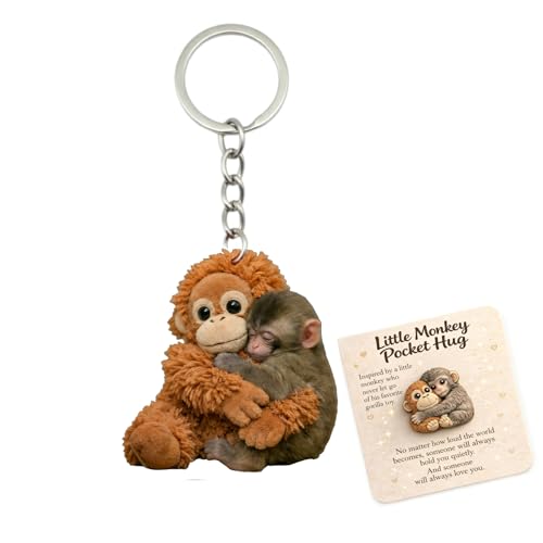ROYNRAU Protect Punch Monkey Keychain Team Acrylic Merch Pendant Key Chain For Backpack Car Keys With Emotional Support Card (E-1pcs)