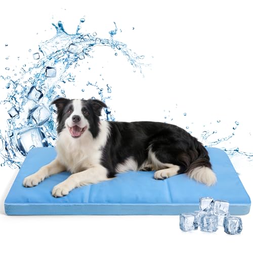 InVarme Orthopedic Dog Cooling Mat 36" x 20": Extra-Thick Self-Cooling with Removable Memory Foam & Non-Slip Bottom – Non-Toxic Gel – Indoor & Outdoor Summer Use for Dogs & Cats from 46-80 lbs