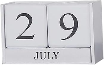 Creative Wooden Manual Desk Calendar White Perpetual Block Calendar for Office and Home Decoration Rotating Date Display with Sleek Edges Natural Wood Desktop Ornament