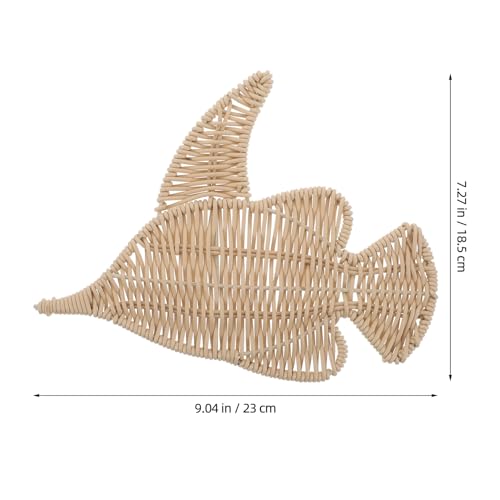 Poisson en rotin tissé main sculpture murale chic beige