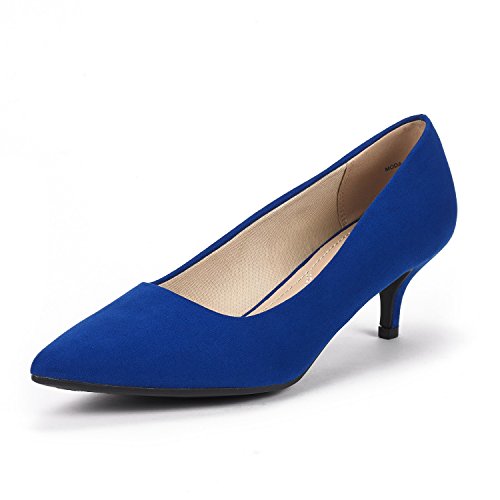 DREAM PAIRS Women's Pumps Kitten Heel Pointed Toe Shoes for Women Comfortable Office Work Dress Shoes 5 Royal/Blue
