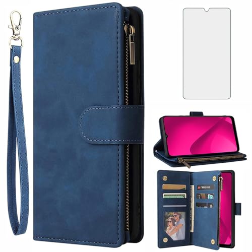Étui portefeuille Revvl 7 5G Asuwish avec protection écran verre