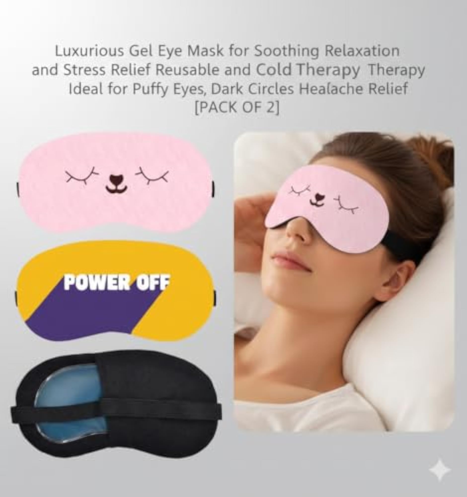 Power Off and Plush Eye Mask Set, Pack of 2