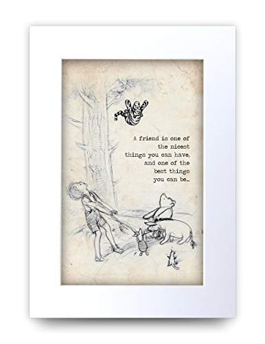HWC Trading Winnie the Pooh Nicest Best Friend A4 - Impresión de cita impresa para habitación de bebé, regalo para dormitorio recién nacido, regalo para la foto