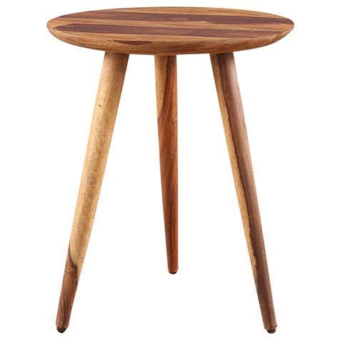 TANWAR HANDICRAFT Sheesham Wood Round Shape Tripod Bedside Sofa Side Table End Table for Bedroom Living Room Home (Honey Finish)-image-5