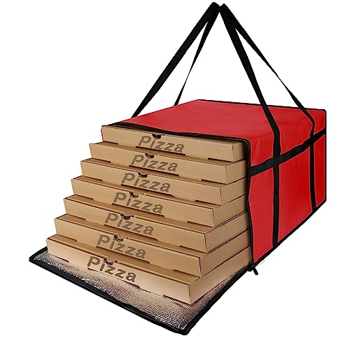 Insulated Pizza Delivery Bag for Carry Hot, 20" x 20" x 14" Carrier Warmer, Insulated Food Delivery Bag, Insulated Grocery Cooler Bags for Catering/Doordash, Commercial Food Warmers（Red, 1Pk）