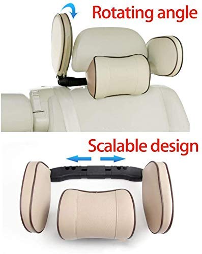 Almohada para reposacabezas de asiento de auto ajustable beige miniatura 3