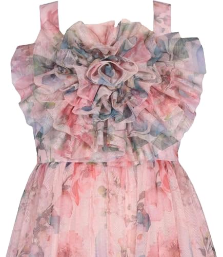 Bonnie Jean Girls 7-16 Floral Mesh Ruffle Bodice Dress2