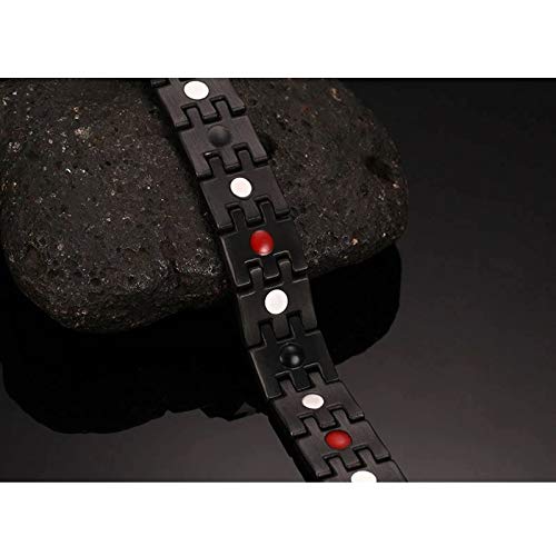 Pulseira Masculina Magnética de Aço Inoxidável com filetes Banhado a Ouro 18K