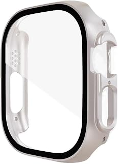 BDNJN Capa para Apple Watch Ultra Acessórios Protetor de Tela PC Para-choque All-Around Série Vidro temperado 8 Pro Apple Watch case 49mm (Cor: Luz das Estrelas, Tamanho: Ultra 49mm)