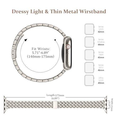 Slim Thin Metal Band for Apple Watch Bands Women 44mm 45mm 42mm 46mm 49mm by SOLOLUP - Used condition - Image 5