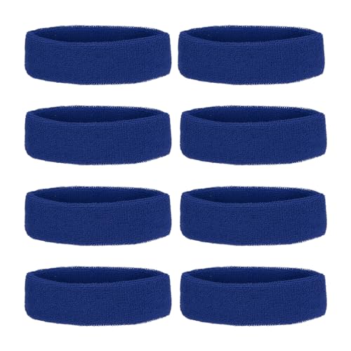 PATIKIL Diademas para el Sudor, 8 Piezas Banda de Sudor de Tela de Rizo para Mujeres y Hombres Deportes Baloncesto Tenis Gimnasio Atlético, Azul