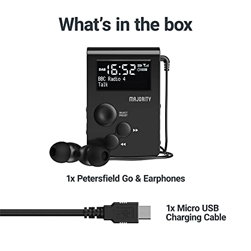 MAJORITY Petersfield Go Pocket Portable Radio | FM & DAB Radio | USB Charging | Headphones Included | Lockable Buttons - Image 7